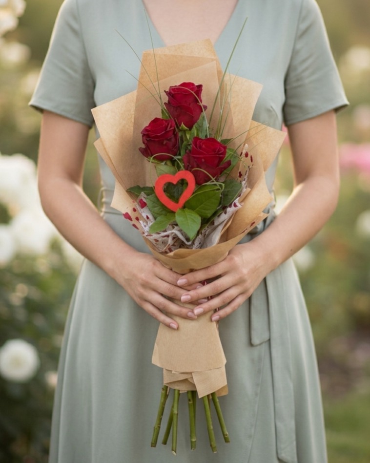 Růžová a Červená na vysoko kytice s Frézie a Tulipán
